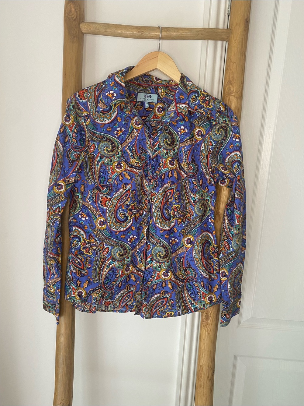 Hawes & Curtis Womens Size 14 UK Semi-Fitted Paisley Print Shirt 100% Cotton
